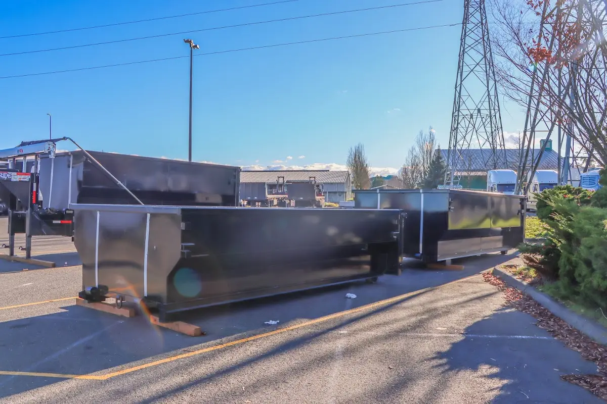 Roll-off dumpster ready for waste disposal at job site for Construction Dumpster Rental in Terre Haute